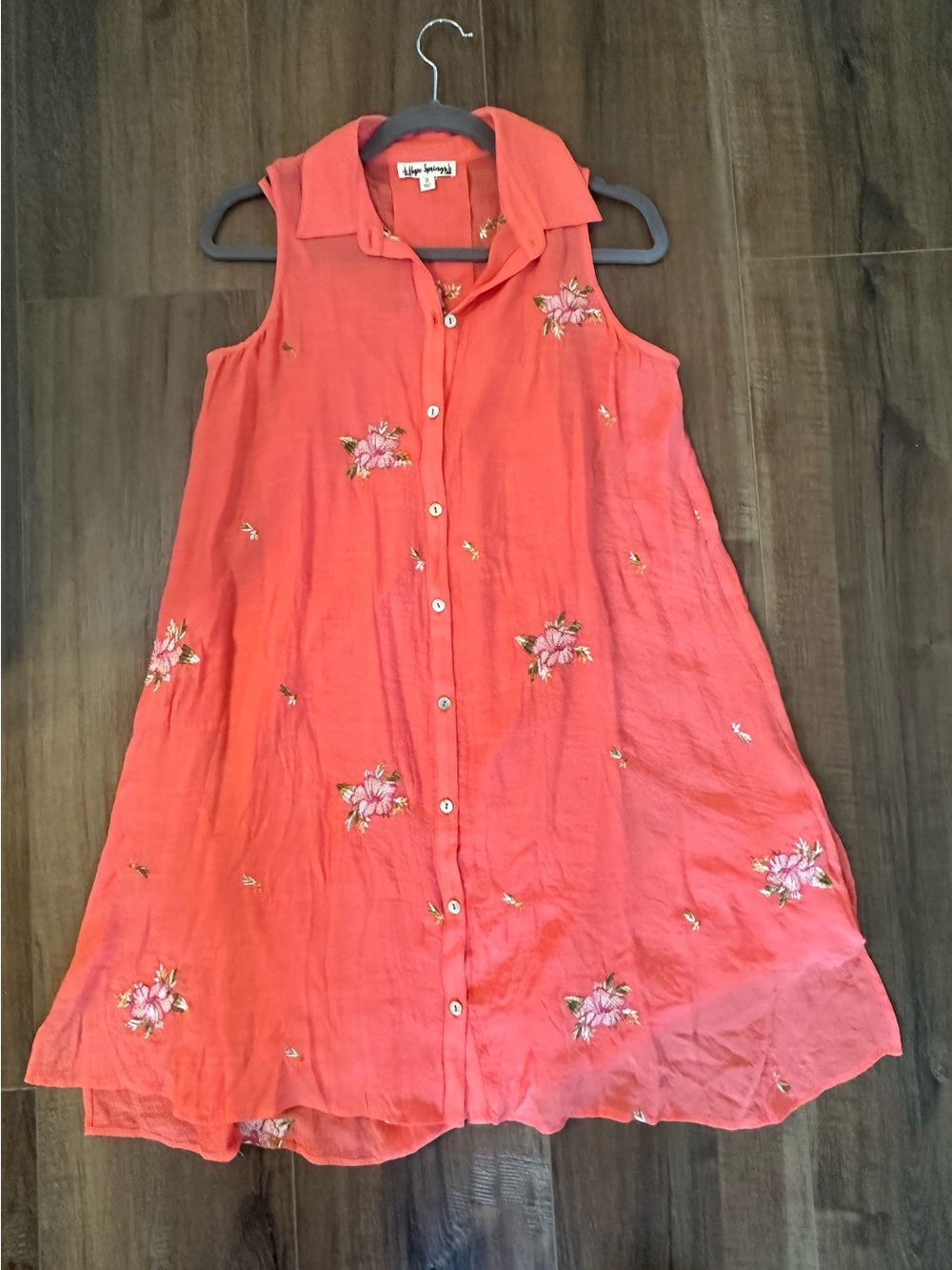 NWOT CORAL HIBISCUS EMBOSSED TANK DRESS - Size S